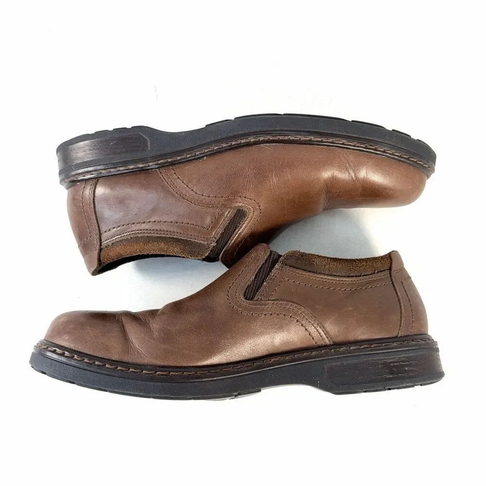 SAS Step Made In USA Mens 9 M Mahogany Brown Leather Loafers Casual Shoes